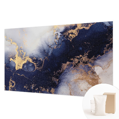 Fotomural decorativo para cabecero de cama con un motivo de olas en azul marino