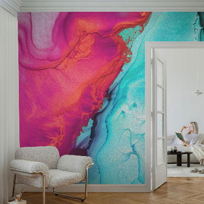 Papel mural con patrón decorativo con diseño de olas en colores vivos