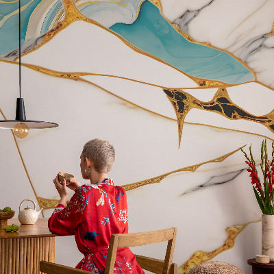 Papel mural con patrón decorativo con un diseño de mármol elegante