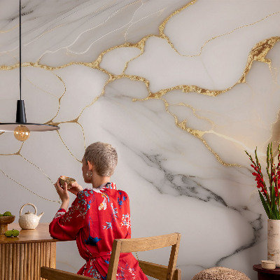 Papel mural con patrón decorativo con motivo de mármol para un acabado elegante