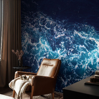 Mural de pared con estampado hermoso con diseño de olas del mar