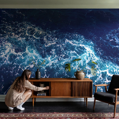 Mural de pared con estampado hermoso con diseño de olas del mar