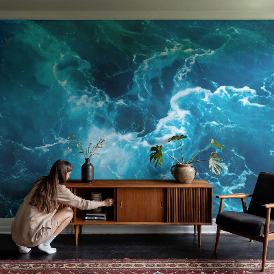 Papel mural texturado decorativo con diseño de remolinos marinos