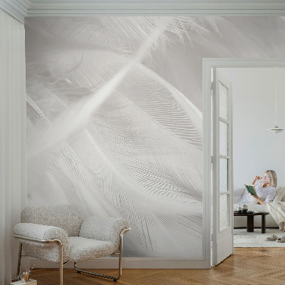 Mural de pared con estampado hermoso con un motivo de plumas sutiles