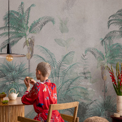 Papel mural texturado decorativo con diseño Oasis exótico