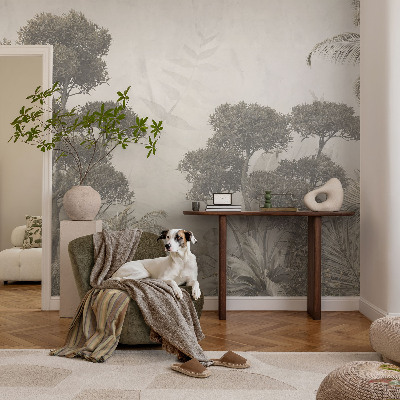Papel mural con patrón decorativo con motivo de selva tropical