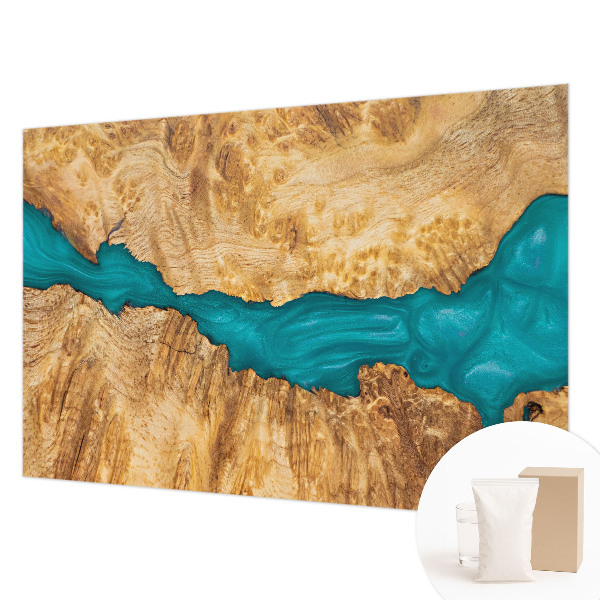 Fotomural decorativo para cabecero de cama con diseño en madera y acabado en resina