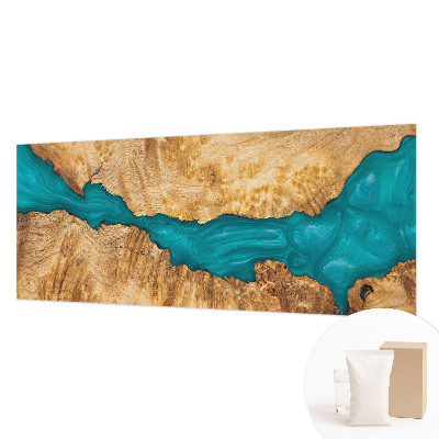 Fotomural decorativo para cabecero de cama con diseño en madera y acabado en resina