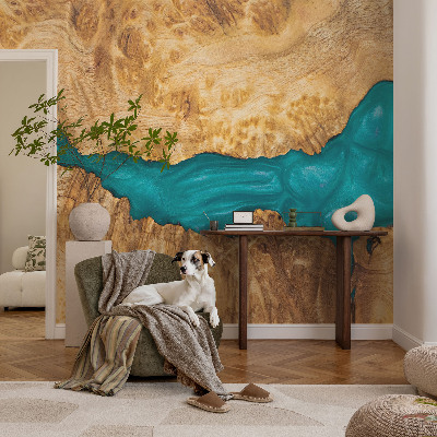 Fotomural decorativo para cabecero de cama con diseño en madera y acabado en resina