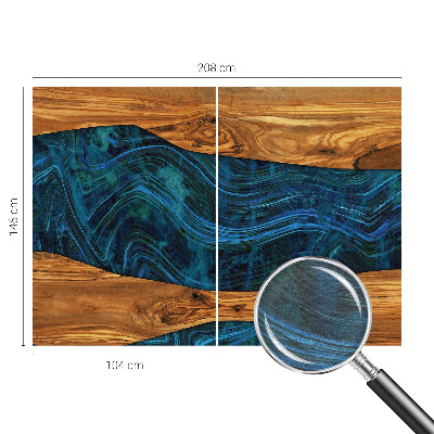 Mural de pared con estampado hermoso con diseño de madera en tono azul