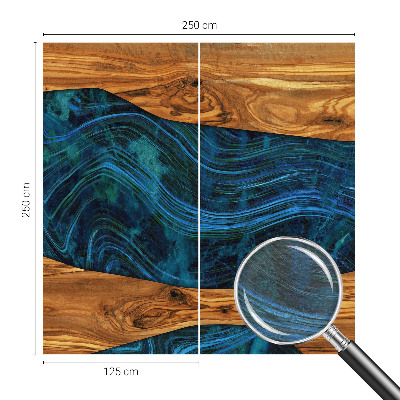 Mural de pared con estampado hermoso con diseño de madera en tono azul