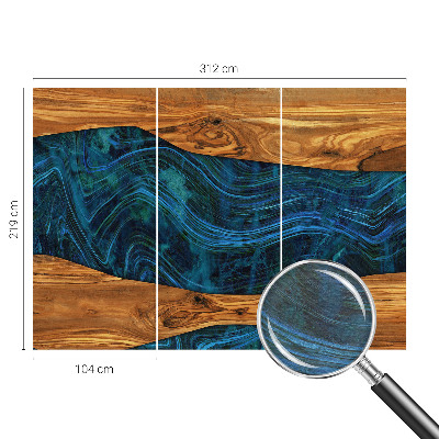 Mural de pared con estampado hermoso con diseño de madera en tono azul