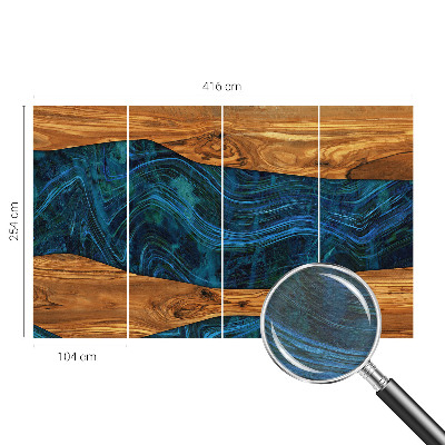 Mural de pared con estampado hermoso con diseño de madera en tono azul