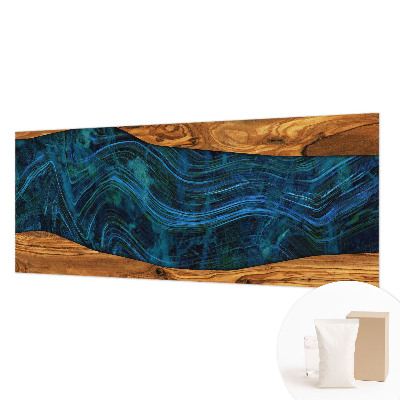 Mural de pared con estampado hermoso con diseño de madera en tono azul