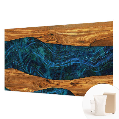 Mural de pared con estampado hermoso con diseño de madera en tono azul