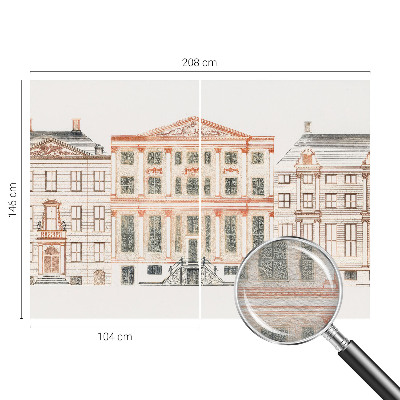Mural decorativo con diseño de edificios clásicos