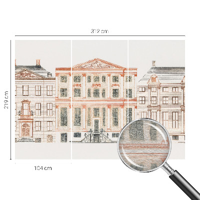 Mural decorativo con diseño de edificios clásicos