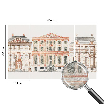 Mural decorativo con diseño de edificios clásicos