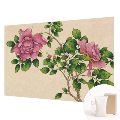 Papel mural texturado decorativo con diseño de rosas románticas