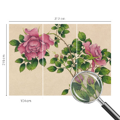Papel mural texturado decorativo con diseño de rosas románticas