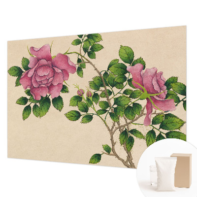 Papel mural texturado decorativo con diseño de rosas románticas