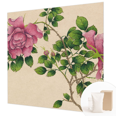 Papel mural texturado decorativo con diseño de rosas románticas
