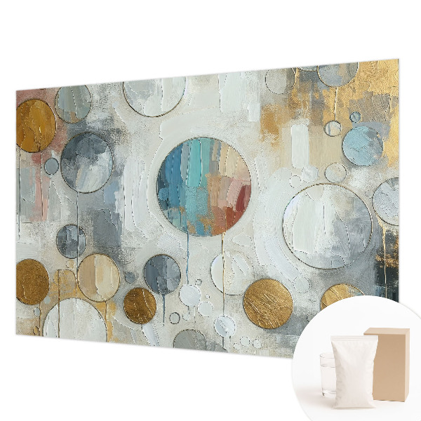 Mural decorativo con diseño de círculos geométricos