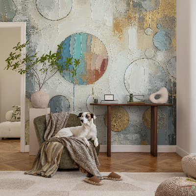 Mural decorativo con diseño de círculos geométricos