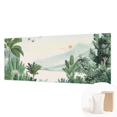 Mural de pared con estampado hermoso con motivo de oasis tropical