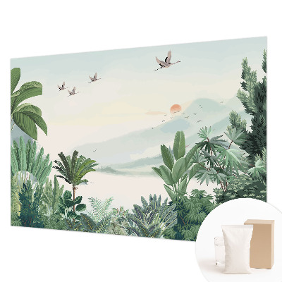 Mural de pared con estampado hermoso con motivo de oasis tropical