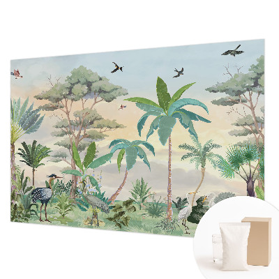 Papel mural texturado decorativo con diseño de flora exótica