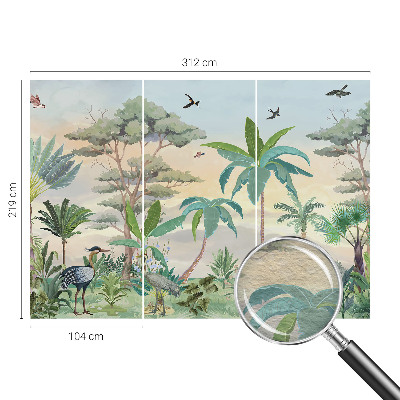 Papel mural texturado decorativo con diseño de flora exótica