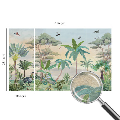 Papel mural texturado decorativo con diseño de flora exótica
