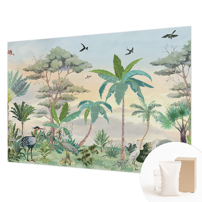 Papel mural texturado decorativo con diseño de flora exótica