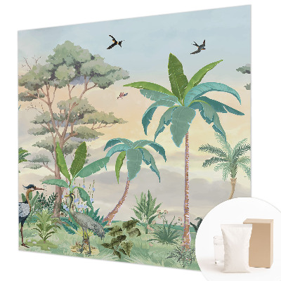 Papel mural texturado decorativo con diseño de flora exótica