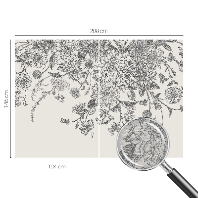 Fotomural decorativo para cabecero de cama con estampado floral