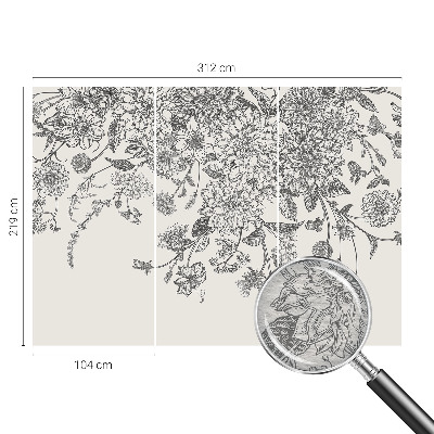 Fotomural decorativo para cabecero de cama con estampado floral
