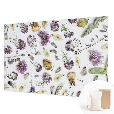 Papel mural con patrón decorativo con diseño de flores secas