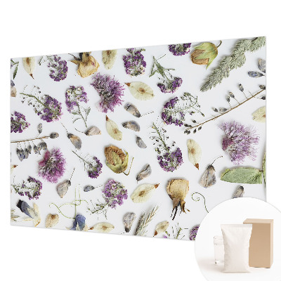 Papel mural con patrón decorativo con diseño de flores secas