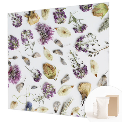 Papel mural con patrón decorativo con diseño de flores secas
