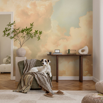 Papel mural texturado decorativo con diseño de nubes etéreas