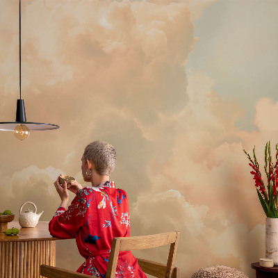 Papel mural texturado decorativo con diseño de nubes etéreas