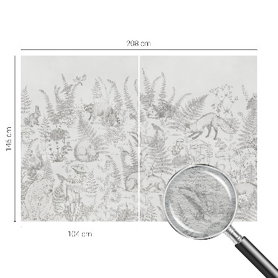 Mural decorativo con ilustraciones de animales del bosque