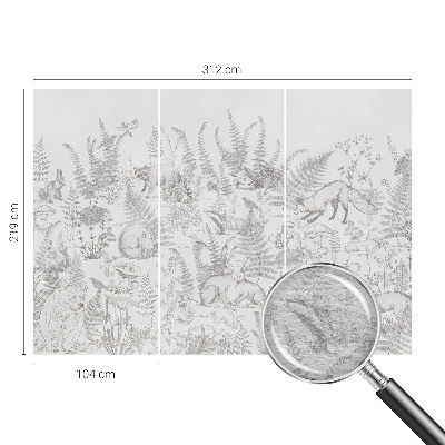 Mural decorativo con ilustraciones de animales del bosque