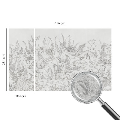 Mural decorativo con ilustraciones de animales del bosque