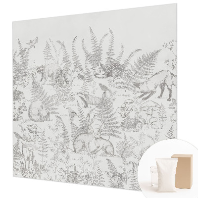 Mural decorativo con ilustraciones de animales del bosque