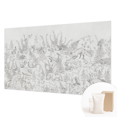 Mural decorativo con ilustraciones de animales del bosque