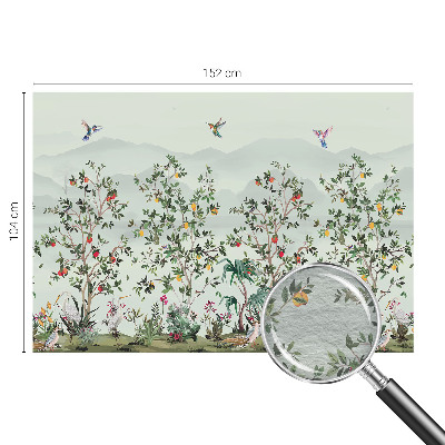 Fotomural decorativo para cabecero de cama con diseño de árboles exóticos