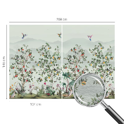 Fotomural decorativo para cabecero de cama con diseño de árboles exóticos