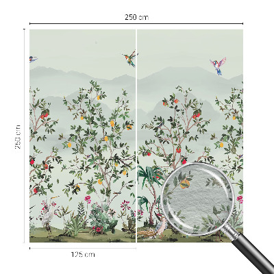 Fotomural decorativo para cabecero de cama con diseño de árboles exóticos